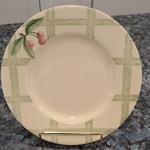 Pfaltzgraff Green and Pink Cherry "Garden Party Pattern" 8" Salad Plate